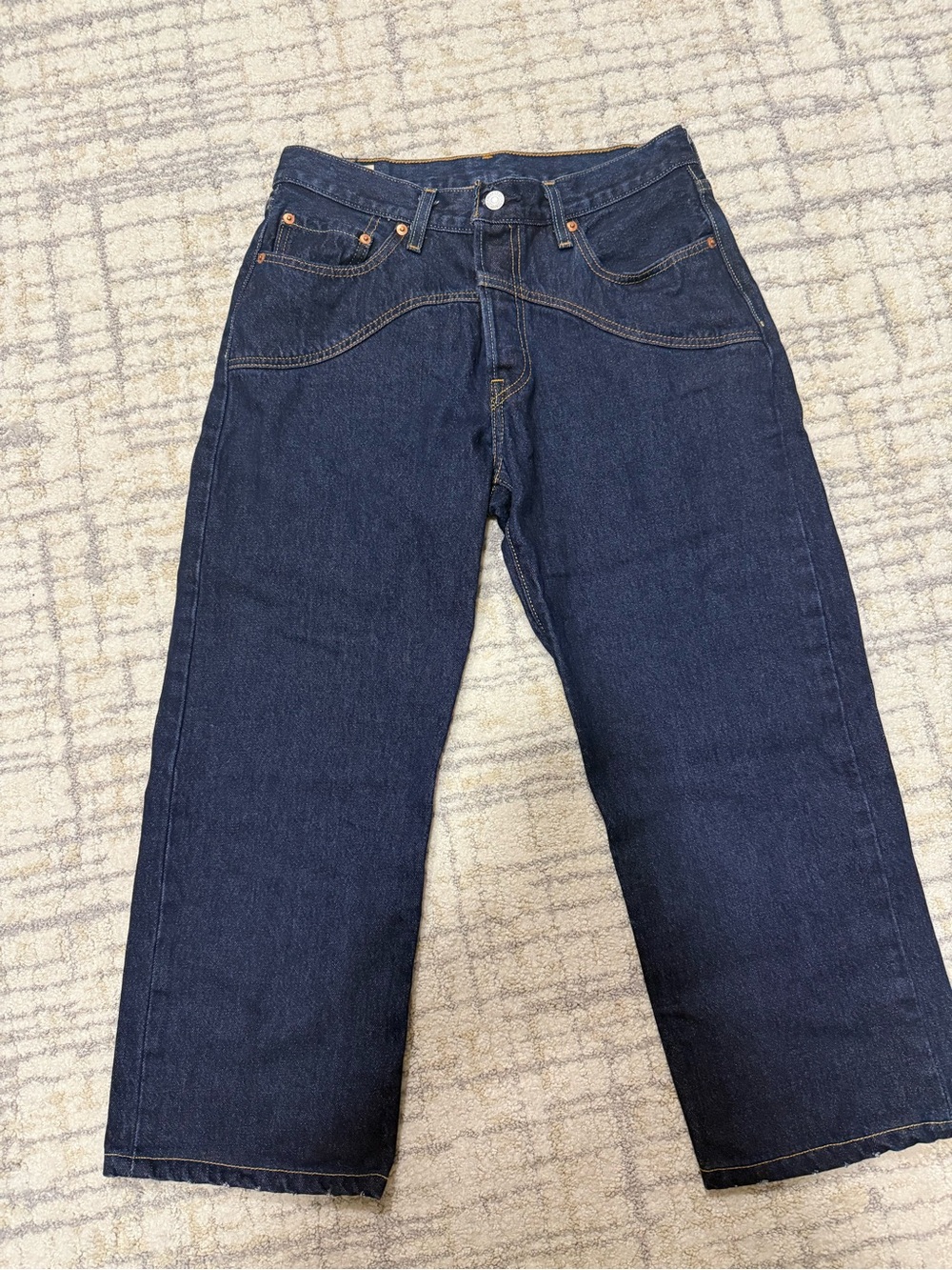Levi's Dark Blue Cropped Wide-Leg Jeans